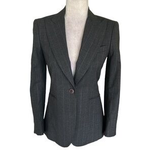 Theory Jaimie Charcoal Gray Pinstripe Fitted Blazer - 4
